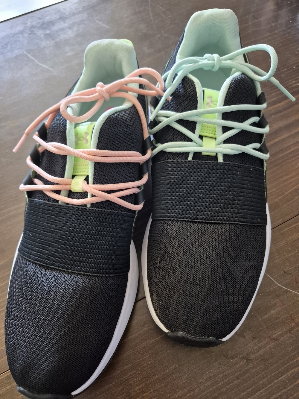 Under Armour Women’s Black Athletic Shoes with Mint and Pink Accents - Picture 4 of 4
